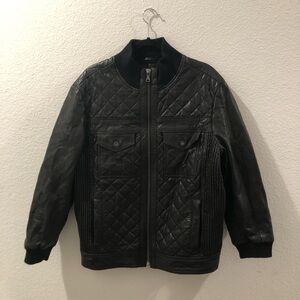 Dolce & Gabana Men's Black Quilted Leather Jacket